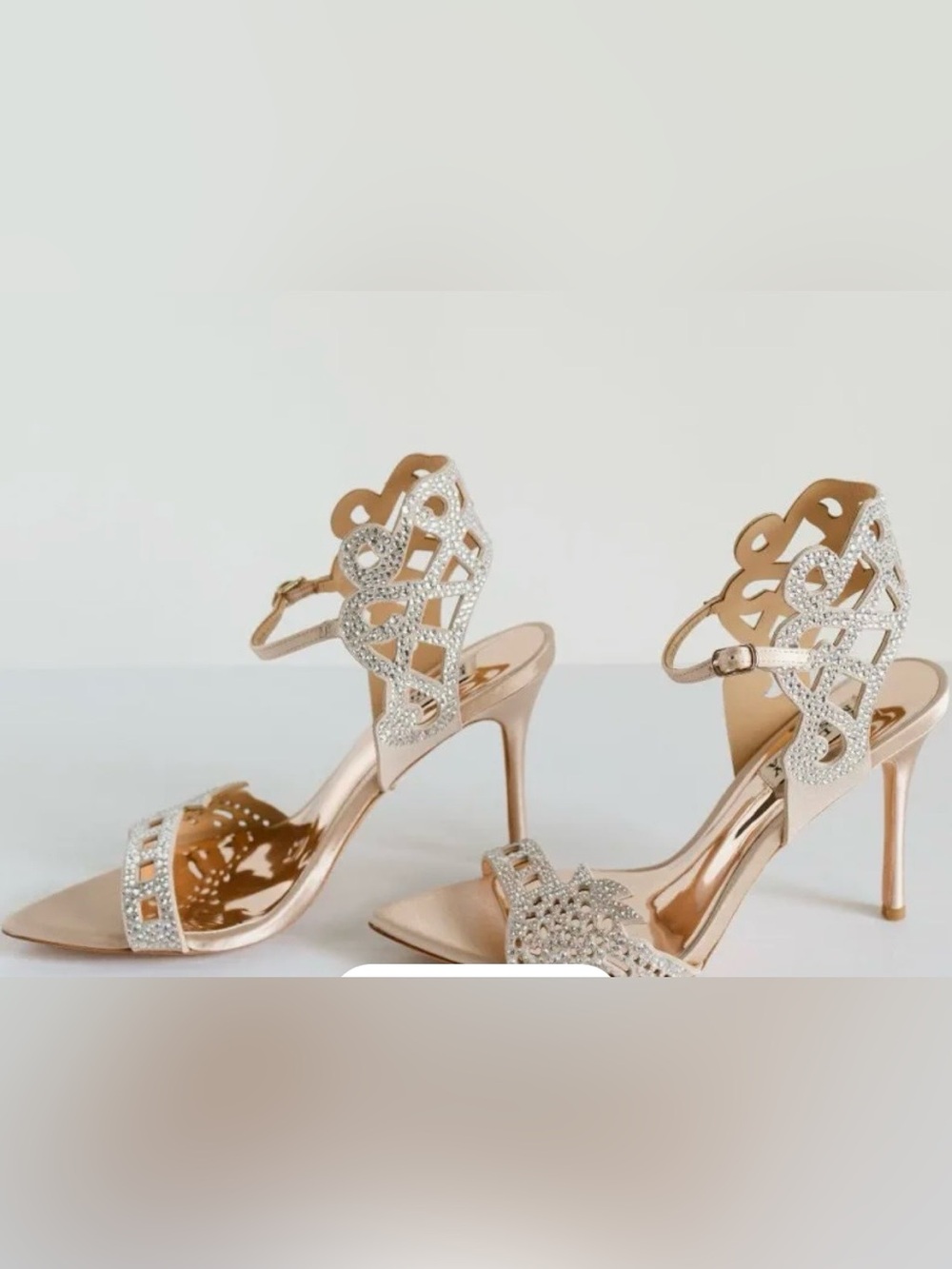 Badgley Mischka Rose Gold Crystal-Embellished Stiletto Sandals